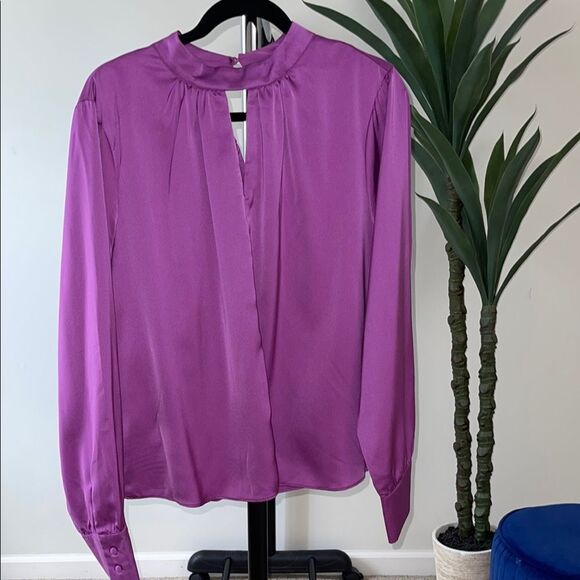 MELLODAY Purple Relaxed Blouse with Long Cuffed Sleeves - Picture 1 of 4